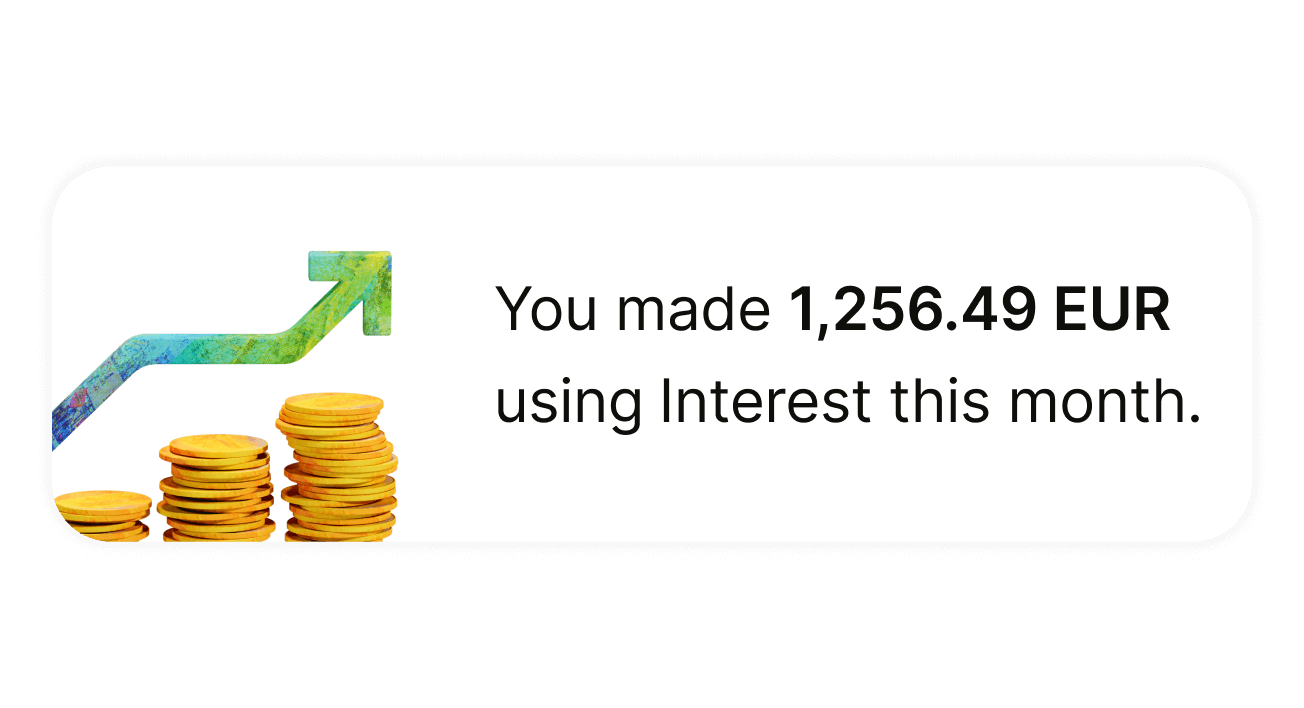 Notification montrant les gains générés avec Intérêts sur un mois.