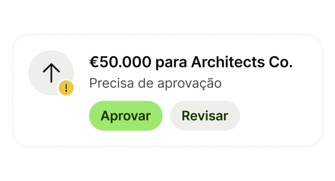 Notificação de aprovação de pagamentos no valor de 50.000 GBP para Arcitects Co.