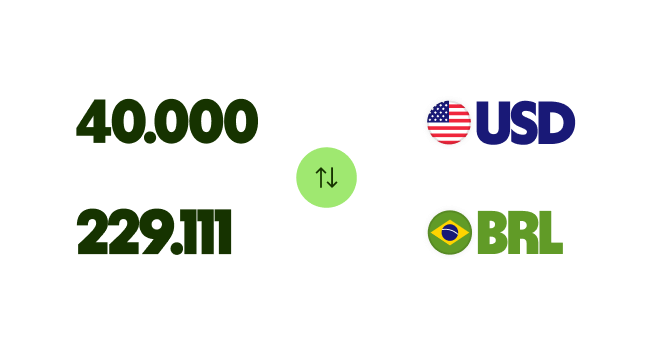 Uma transferência da Wise de Dólar americano para Real brasileiro.