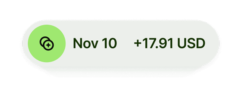 Notificação mostrando os rendimentos do Rende+ em um mês.